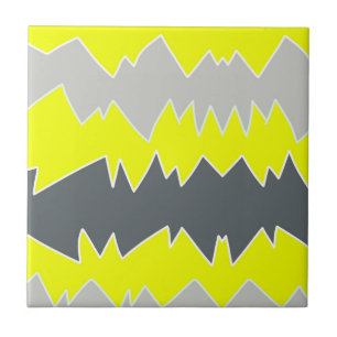 Abstract Art Pale Grey Yellow Charcoal Grey Ceramic Tile