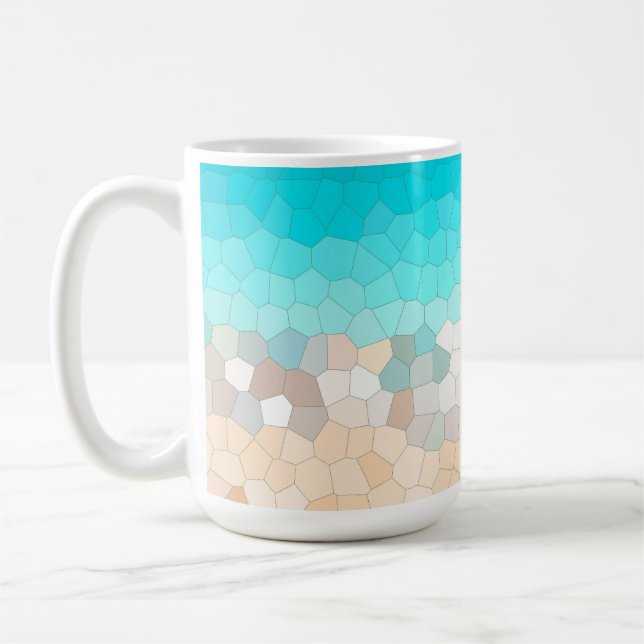 Abstract Art Pale Turquoise Beige Coral Pink Coffee Mug (Left)