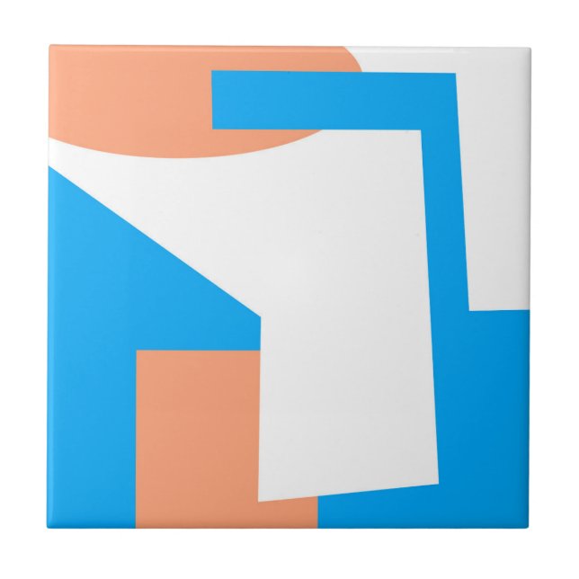 Abstract Art Pastel Coral Lavender Blue Ceramic Tile (Front)