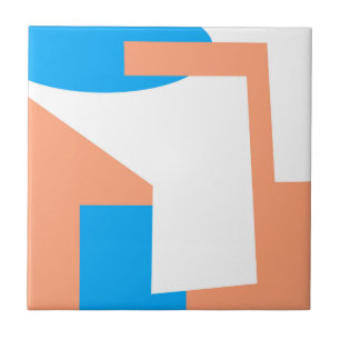 Abstract Art Pastel Coral Lavender Blue Ceramic Tile