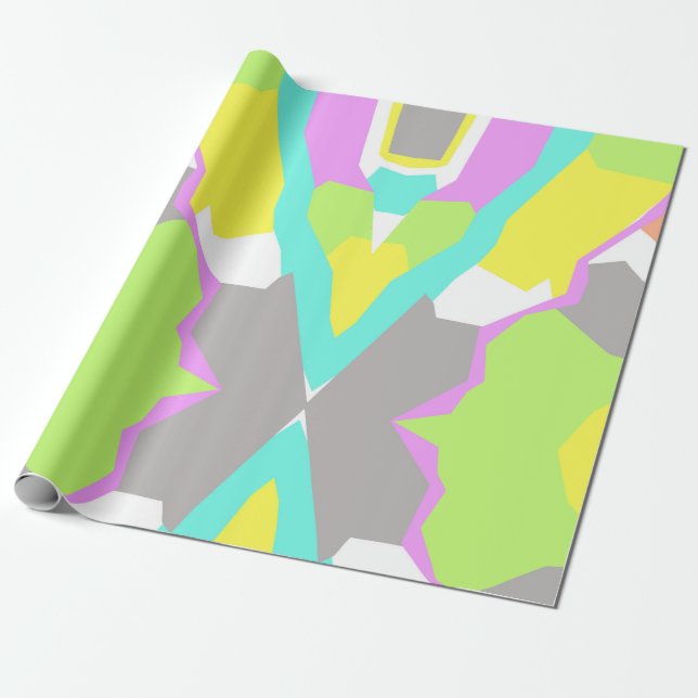 Abstract Art Pastel Coral Pink Grey Pattern Wrapping Paper (Unrolled)