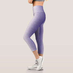 Abstract Art Pastel Lavender Purple White Capri Leggings