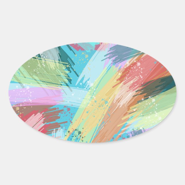 Abstract Art Pastel Oval Sticker (Front)