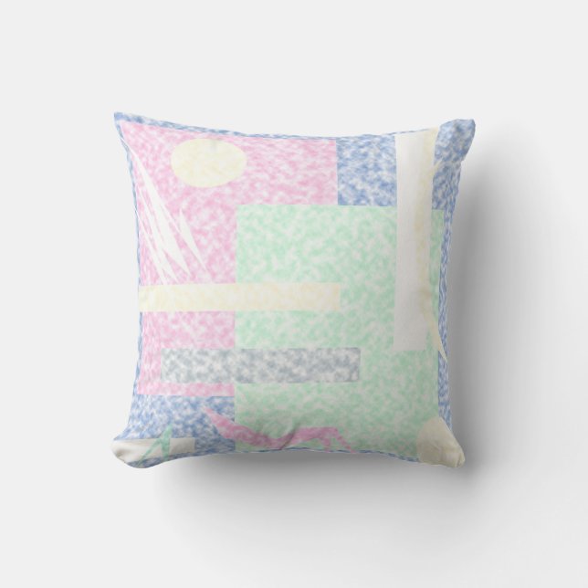 Abstract Art Pastel Theme Turquoise Pink Clouds Cushion (Front)