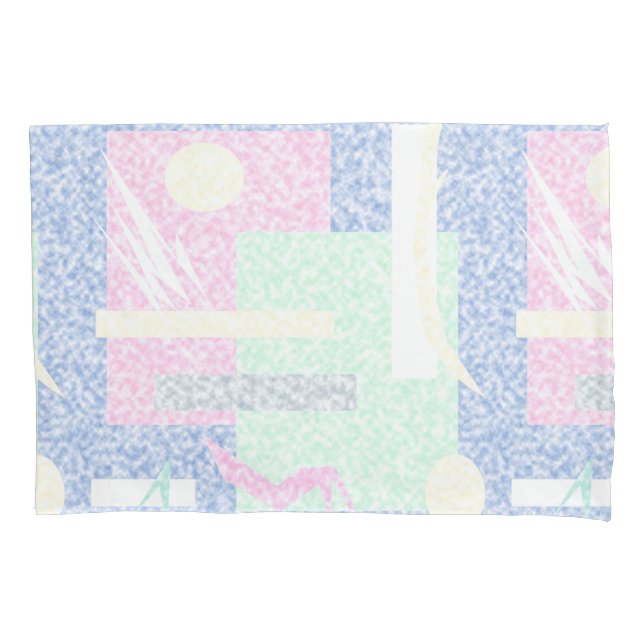 Abstract Art Pastel Theme Turquoise Pink Clouds Pillowcase (Front)