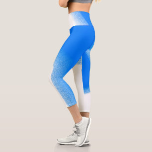 Abstract Art Pastel White Lavender Sky Blue Capri Leggings