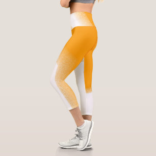 Abstract Art Pastel White Orange Capri Leggings
