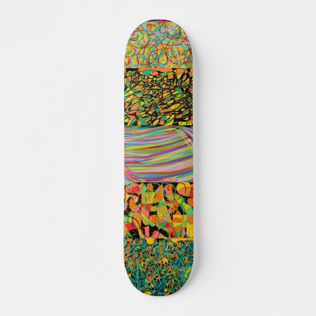 abstract art patchwork retro skateboard (Front)
