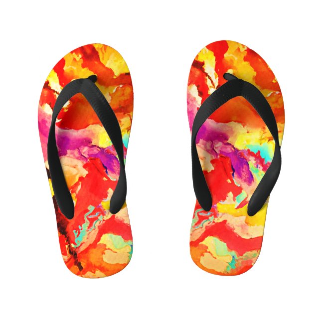 Abstract Art Pattern Kid's Thongs (Footbed)