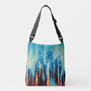 Abstract Art Pattern Red and Blue Electric Energy Crossbody Bag
