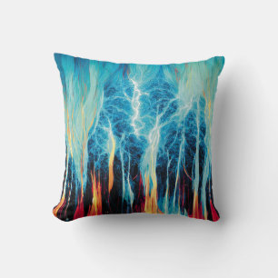 Abstract Art Pattern Red and Blue Electric Energy Cushion