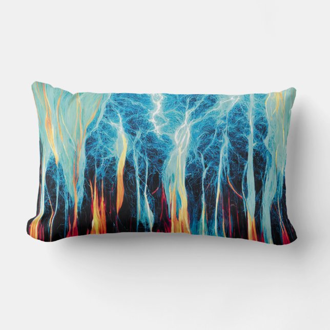Abstract Art Pattern Red and Blue Electric Energy Lumbar Cushion (Front)