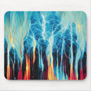 Abstract Art Pattern Red and Blue Electric Energy Mouse Pad