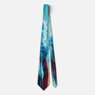 Abstract Art Pattern Red and Blue Electric Energy Tie