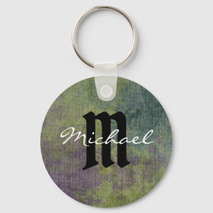 Abstract Art Personalized Purple Blue Modern Key Ring
