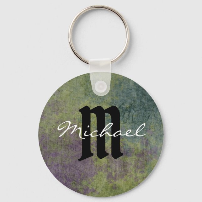 Abstract Art Personalized Purple Blue Modern Key Ring (Front)