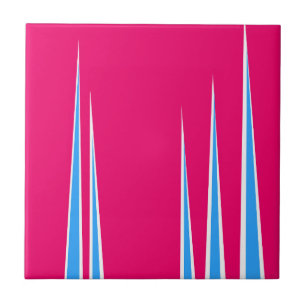 Abstract Art Pink Blue White Minimalism Ceramic Tile