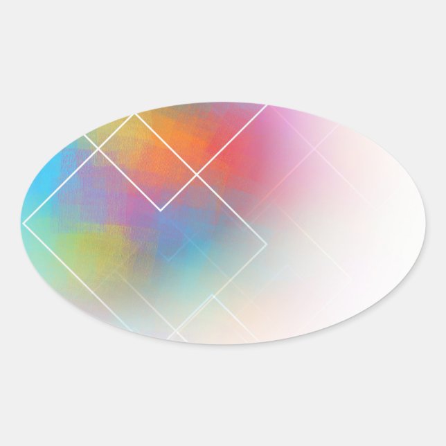 Abstract Art Pink Red Orange Custom Colourful Blan Oval Sticker (Front)