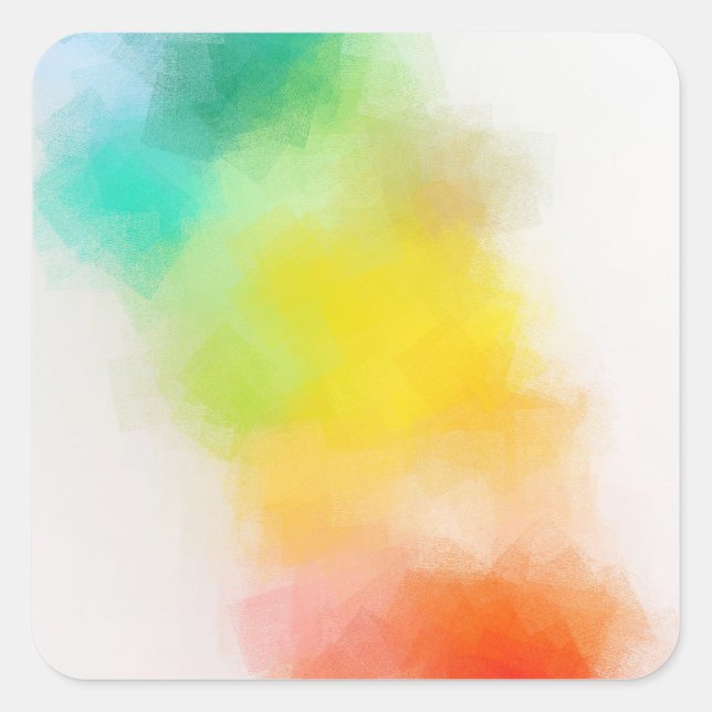 Abstract Art Pink Red Yellow Orange Blue Green Square Sticker (Front)