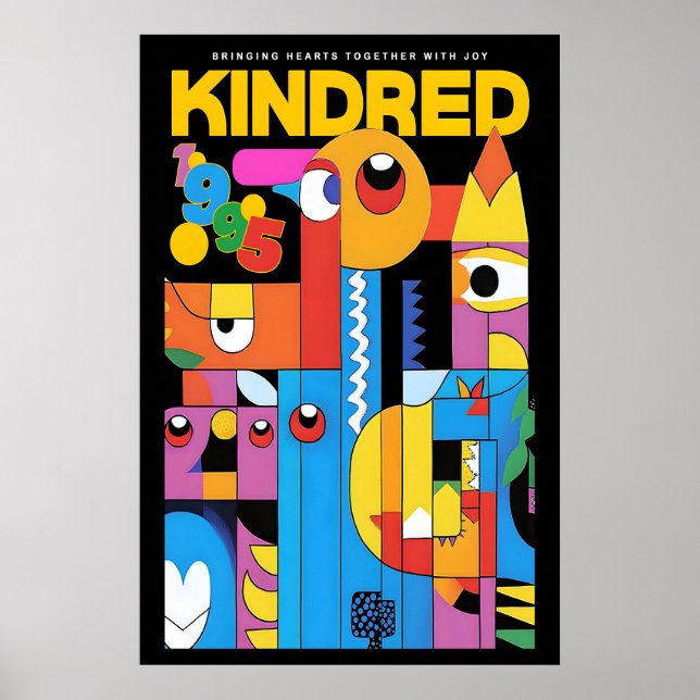 Abstract Art Poster Kindred 1995 Exhibition Print (Front)