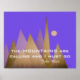 abstract art poster Muir quote the mountains