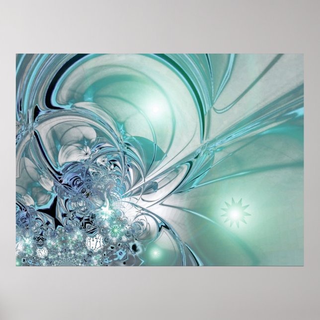 Abstract Art Poster Two Toned Blue Glass (Front)