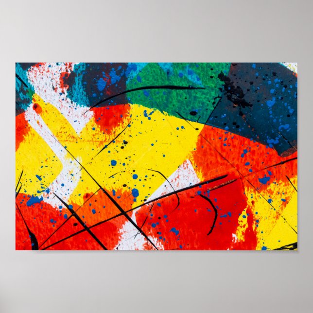 Abstract art poster - yellow, blue, orange (Front)