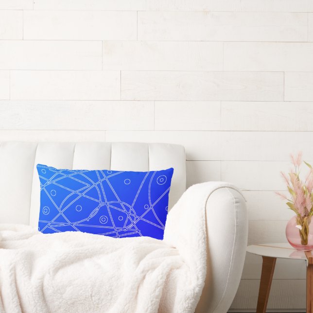 Abstract Art Purple Blue Line Circles Minimalism Lumbar Cushion (Couch)