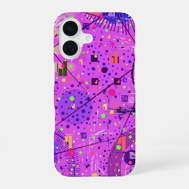 Abstract Art: Purple Glitch iPhone 16 Case (Back)