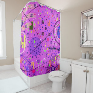 Abstract Art: Purple Glitch Shower Curtain