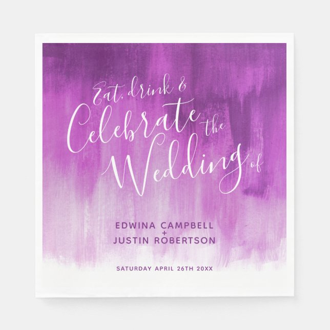 Abstract art purple mauve wedding napkins (Front)