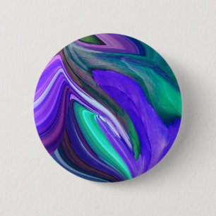 Abstract Art Purple N Teal Leaf 6 Cm Round Badge