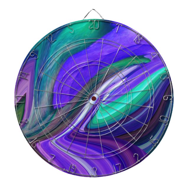 Abstract Art Purple N Teal Leaf Dartboard (Front)