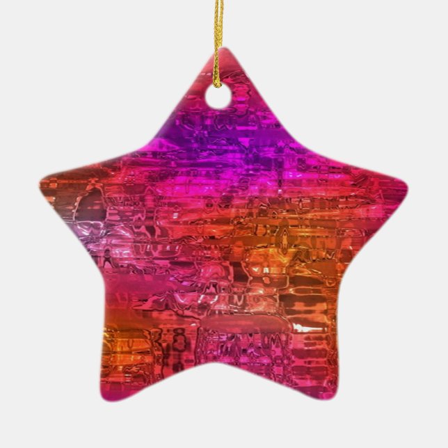 Abstract Art, Purple Orange Pink Ceramic Ornament (Front)