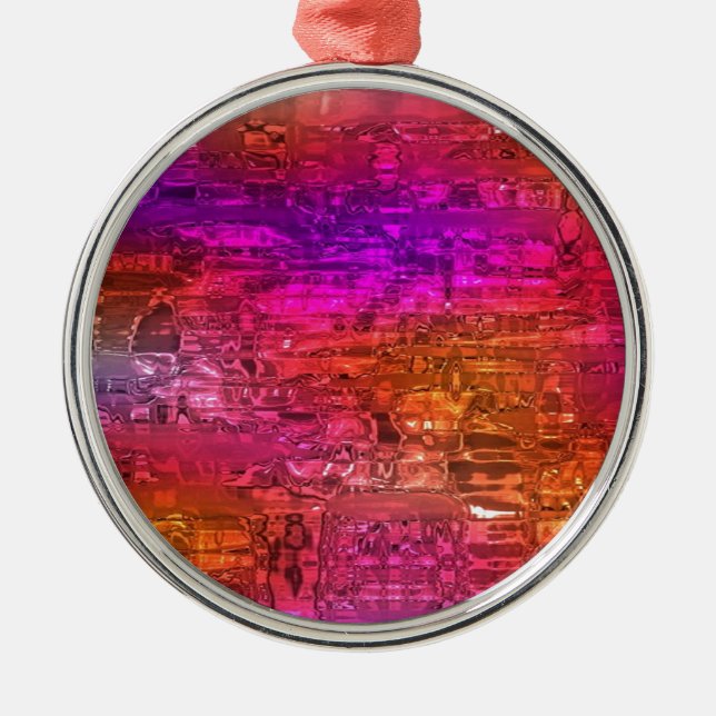 Abstract Art, Purple Orange Pink Metal Ornament (Front)