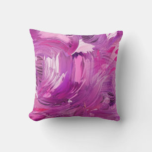 Abstract Art Purple White Pink Brush Stroke Modern Cushion