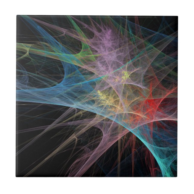 Abstract Art Rainbow Ice Ceramic Tile (Front)