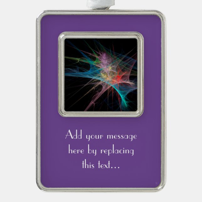 Abstract Art Rainbow Ice Silver Plated Framed Ornament (Front)