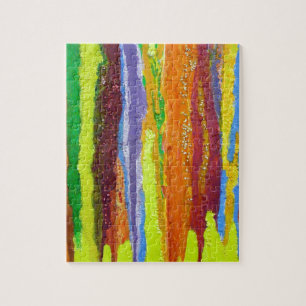 Abstract Art rainbow stripes paint drip Jigsaw Puzzle