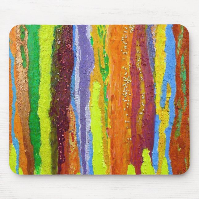 Abstract Art rainbow stripes paint drip Mouse Pad (Front)