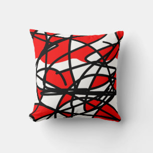 Abstract Art Red Black White Cushion