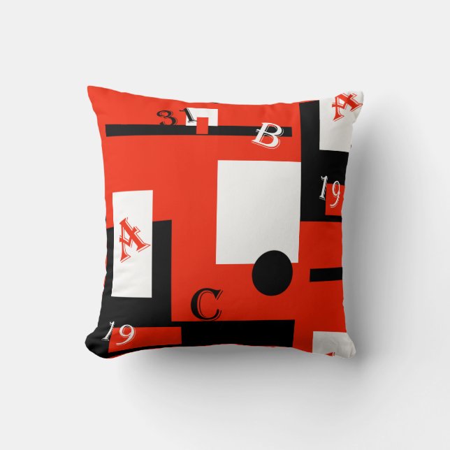 Abstract Art Red Black White Cushion Throw Pillow (Front)