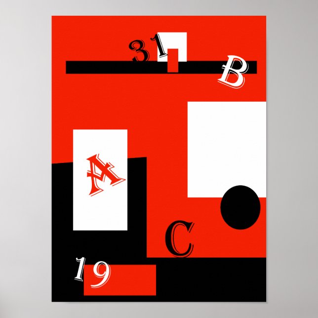 Abstract Art Red Black White Poster (Front)