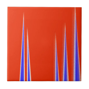 Abstract Art Red Blue White Minimalism Ceramic Tile