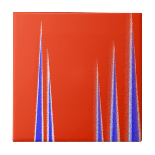 Abstract Art Red Blue White Minimalism Ceramic Tile (Front)