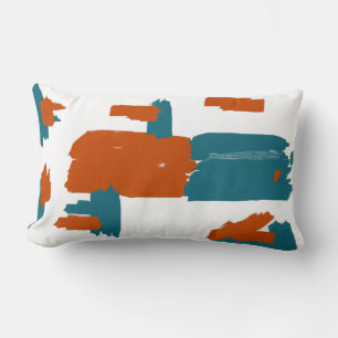 Abstract Art Red Dark Turquoise Blocks Cushion