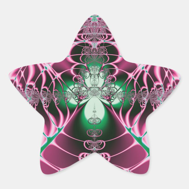 Abstract Art Red Flower Star Sticker (Front)