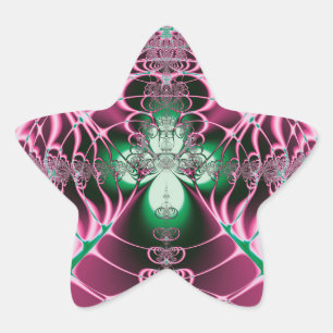 Abstract Art Red Flower Star Sticker