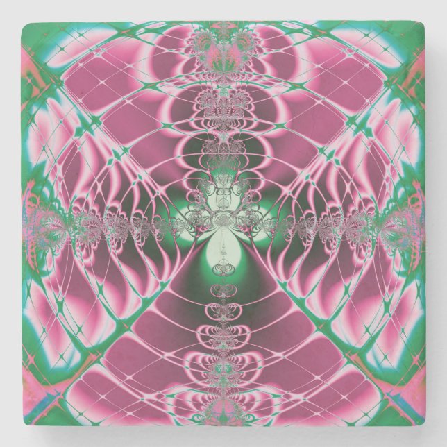 Abstract Art Red Flower Stone Coaster (Front)