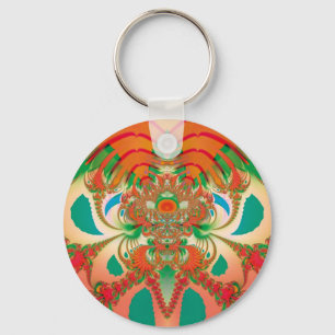 Abstract Art Red Owl Key Ring